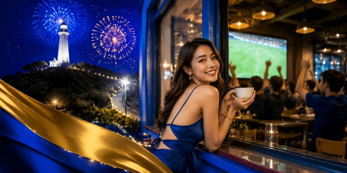 Không gian cà phê Vũng Tàu minh họa người dùng xem thể thao buổi tối